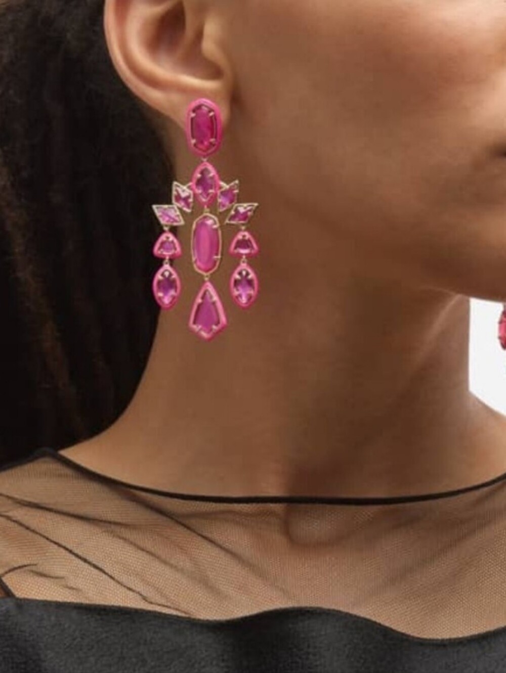 Kendra Scott Gretta Pink Statement Chandelier Earrings New - Picture 7 of 8